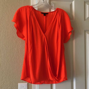Bright Orange Banana Republic cap sleeve blouse